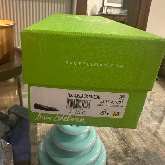 Sam Edelman Black Flats with Glittering Gold Accent - Picture 7 of 8